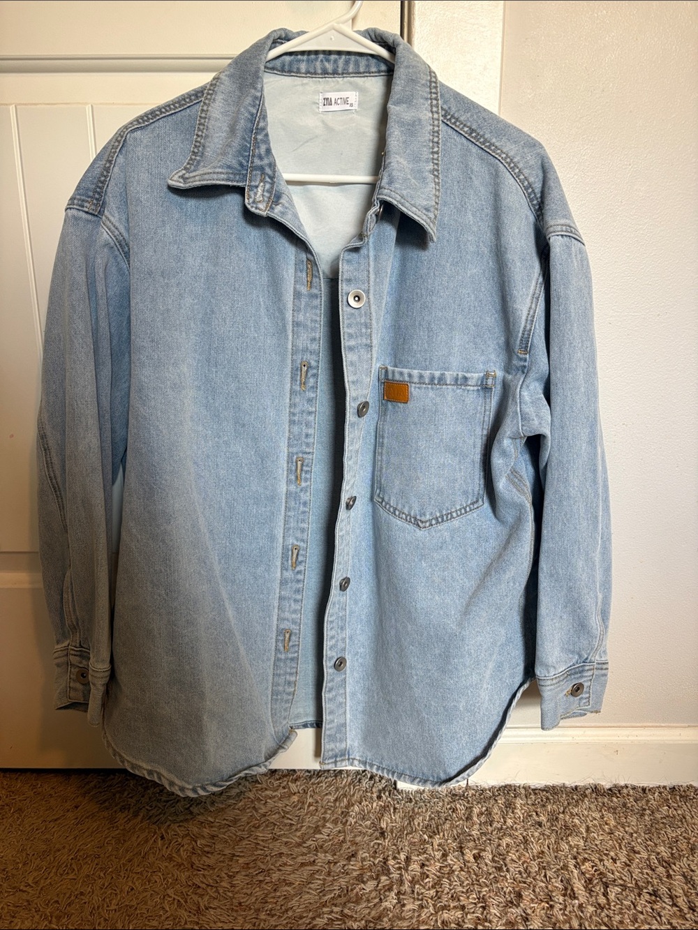 ZYIA Light Wash Blue Denim Oversized Jacket